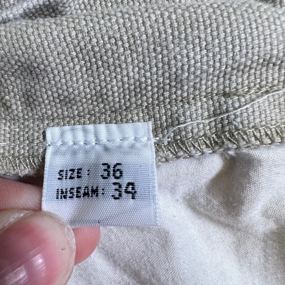 LL Bean Mens Khaki Cotton Canvas Work Pants‎ 36x34 Straight Leg Tan 0Y462